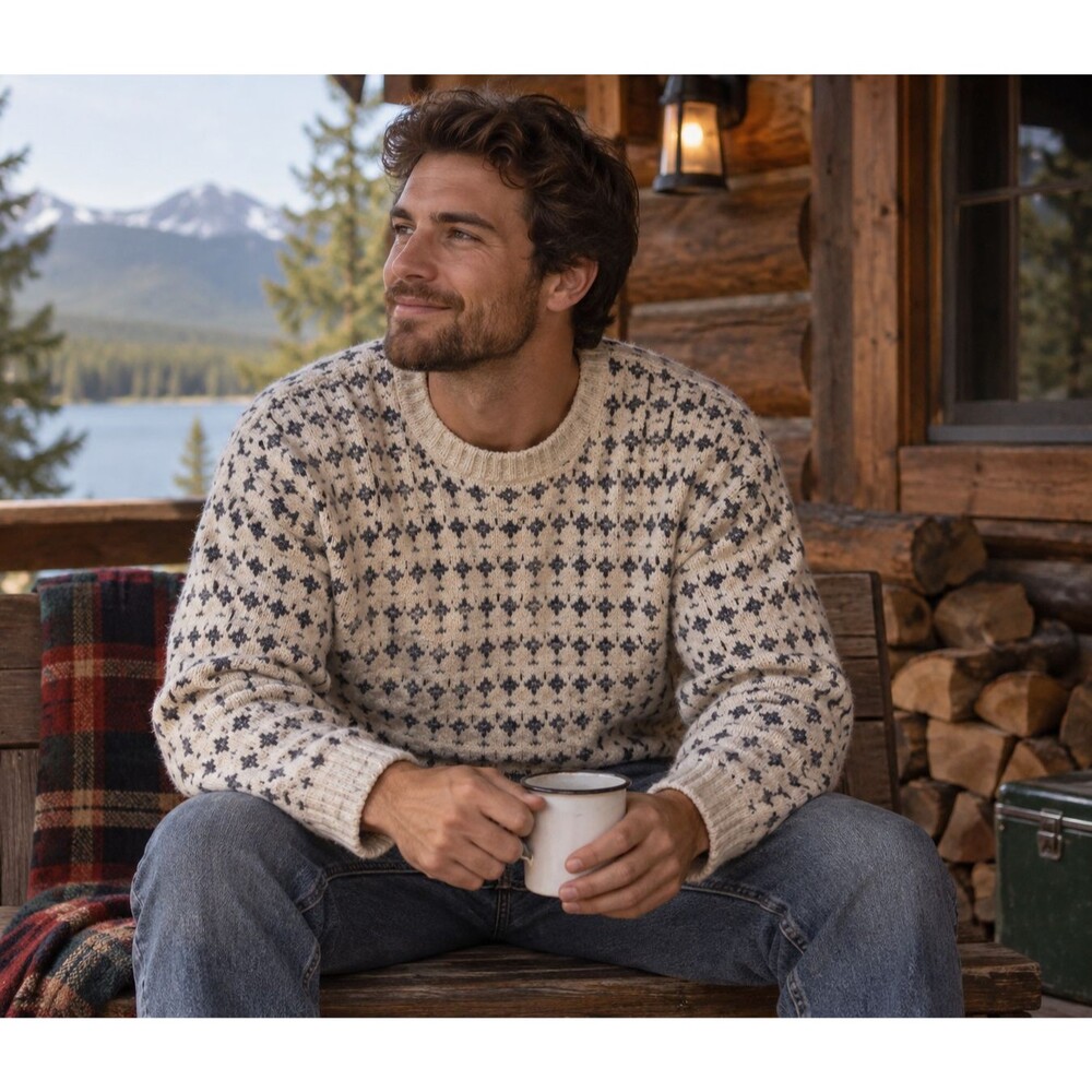 Vintage 90s Towncraft Fair Isle Sweater Nordic Chunky Knit Multicolor Mens Large